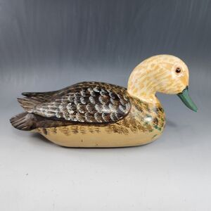 Carved Hand Painted Wood Duck Figurine Decoy Bird Georgia Artist Signed Dated